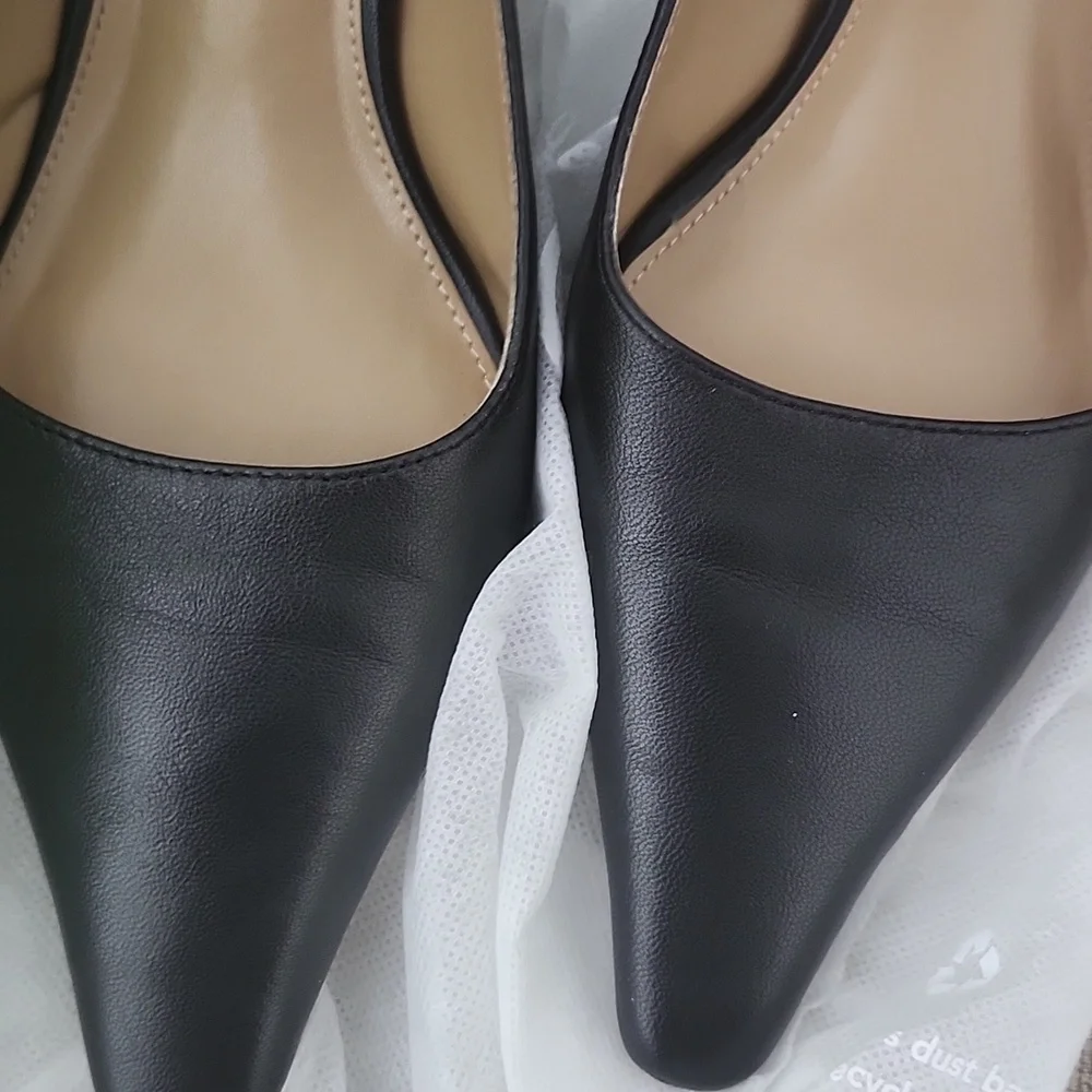 Sam Edelman Elegant Black Leather Slingback Heels - Picture 3 of 6